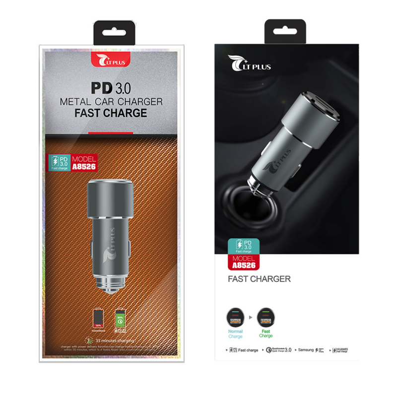 LT PLUS A8526 CARGADOR RÁPIDO PARA COCHE PD3.0+QC3.0 NEGRO LT PLUS A8526 CARGADOR RÁPIDO PARA COCHE PD3.0+QC3.0 NEGRO
