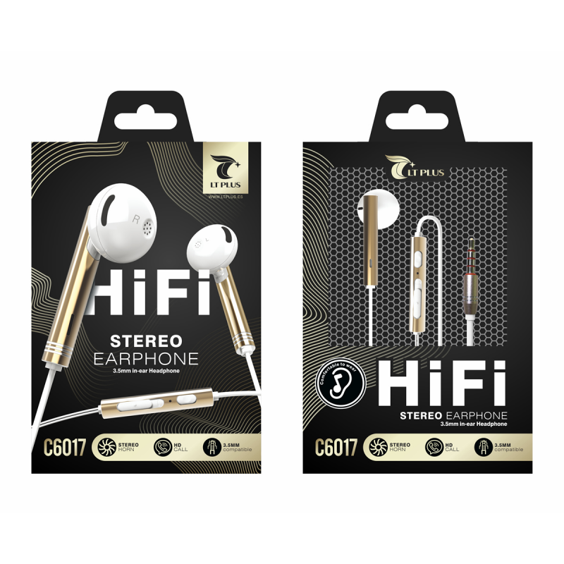LT PLUS C6017 AURICULARES IN-EAR CON MICROFONO 3.5MM ORO LT PLUS C6017 AURICULARES IN-EAR CON MICROFONO 3.5MM ORO