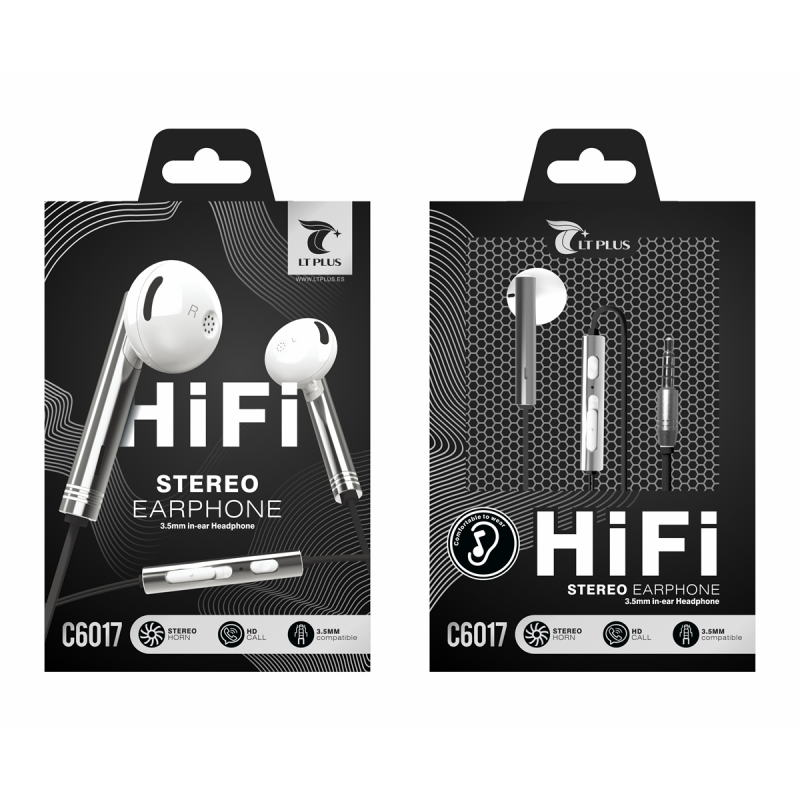 LT PLUS C6017 AURICULARES IN-EAR CON MICROFONO 3.5MM PLATA LT PLUS C6017 AURICULARES IN-EAR CON MICROFONO 3.5MM PLATA