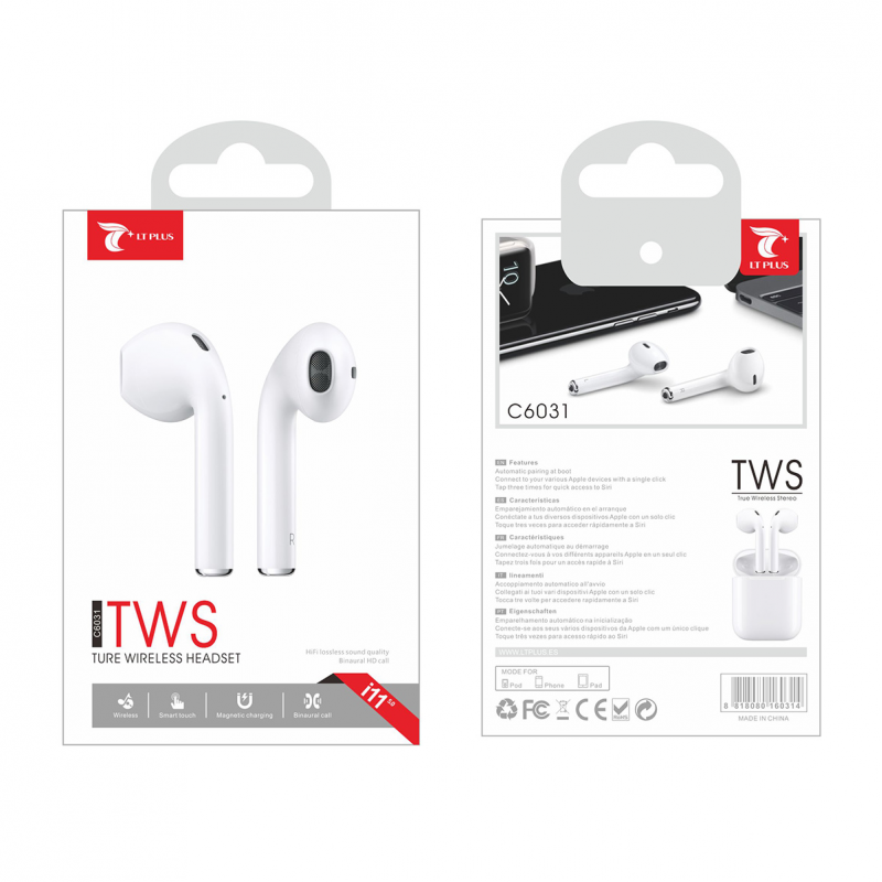 LT PLUS C6031 TWS TURE WIRELESS HEADEST BLANCO LT PLUS C6031 TWS TURE WIRELESS HEADEST BLANCO