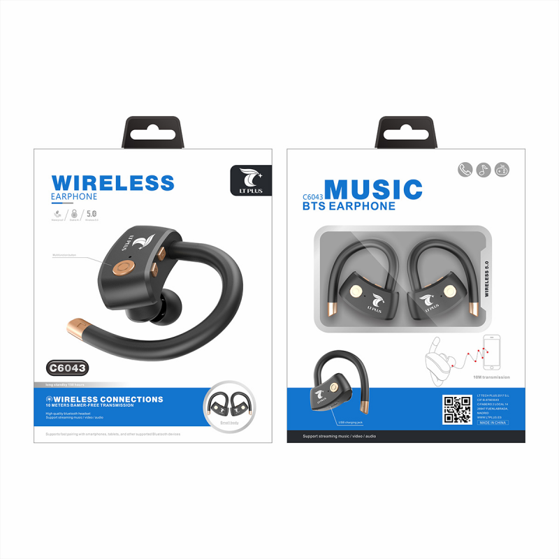 LT PLUS C6043 AURICULAR INALÁMBRICO TWS 5.0 NEGRO LT PLUS C6043 AURICULAR INALÁMBRICO TWS 5.0 NEGRO
